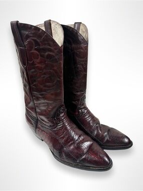 CIRCLE G vintage 80s black cherry ostrich leg western boots